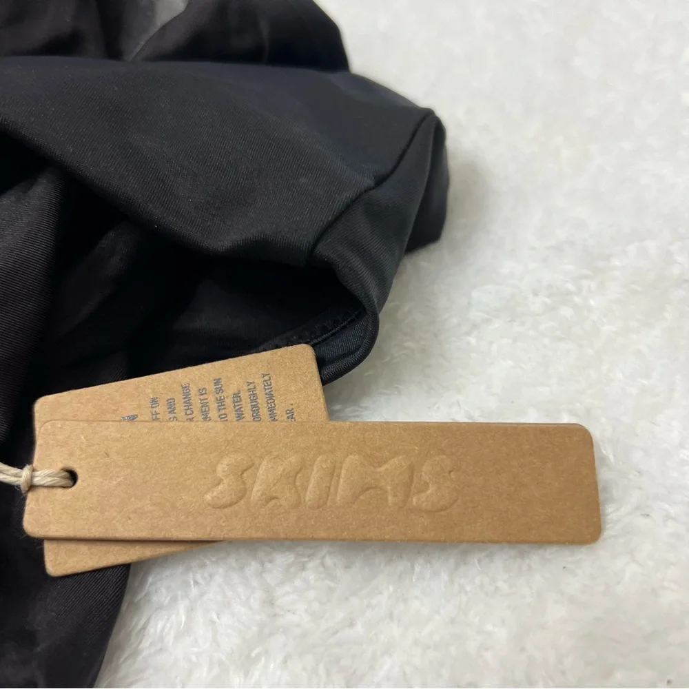 SKIMS Recycled Swim Mid Waist Bottoms in Onyx Black Size M New